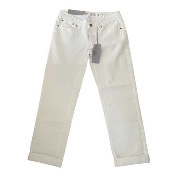 NWT Women's Jeans White Cotton Jeans Jennifer Lopez Jeans Capri Jeans Size 2L - Picture 1 of 4